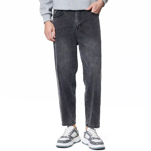 与狼共舞 天丝棉石墨烯舒暖时尚柔软透气水洗休闲通勤百搭九分牛仔裤 男款