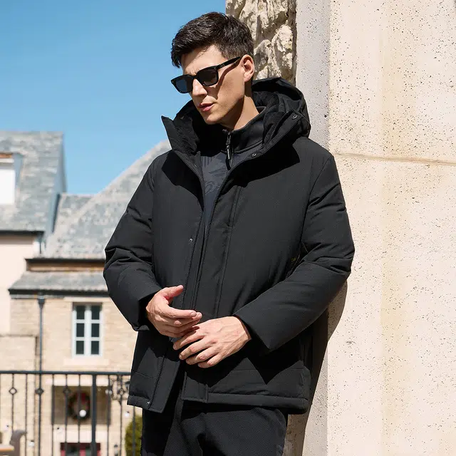 与狼共舞 石墨烯保暖舒适百搭羽绒服 男款 黑色