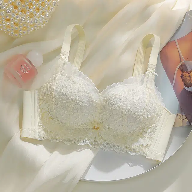 欧迪芬 纯色内衣女小胸聚拢薄款透气收副乳防下垂无钢圈调整型蕾丝文胸 女款