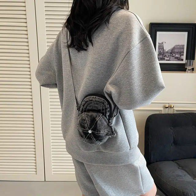 尊梵 帽子包时尚斜挎包嘻哈手机包休闲潮 牛仔布 单肩包 男女同款情侣款 多色