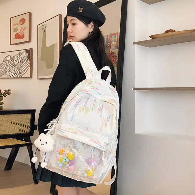 尊梵 小清新休闲简约日常上课通勤时尚百搭 尼龙 双肩包 女款 白色/黑色/粉色/黄色