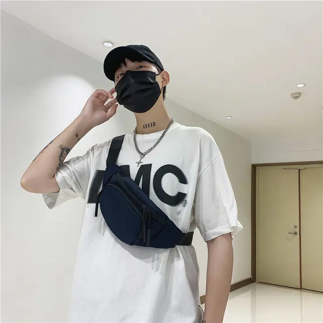 尊梵 纯色百搭 尼龙布 胸包 男款 黑色/灰色/深蓝色