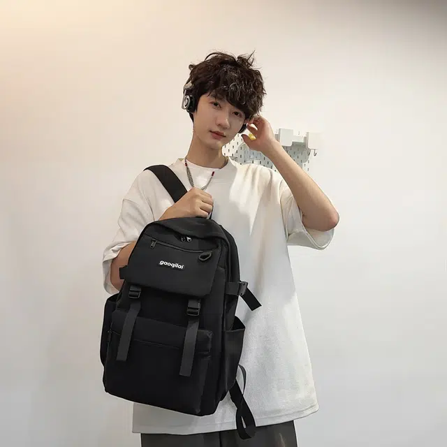尊梵 双肩包 多功能电脑背包大容量多口袋纯色 尼龙 男女通用 黑色/粉色/浅棕色/深棕色