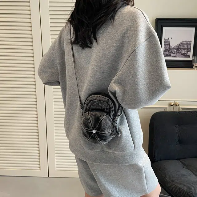 尊梵 帽子包时尚斜挎包嘻哈手机包休闲潮 牛仔布 单肩包 男女同款情侣款 多色
