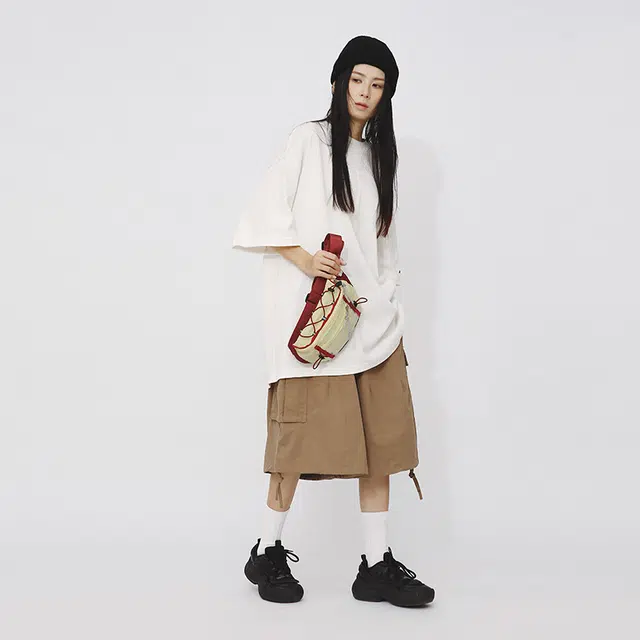 尊梵 个性日系工装拼色多功能腰包 尼龙 胸包 常规 男女同款情侣款 红色/紫色/蓝色/绿色