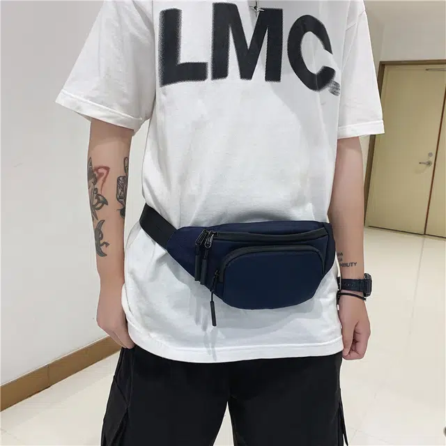 尊梵 纯色百搭 尼龙布 胸包 男款 黑色/灰色/深蓝色