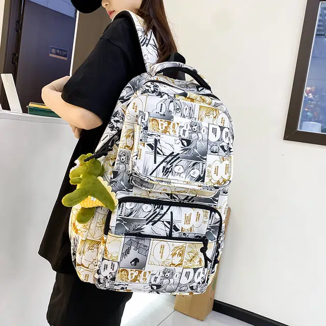 尊梵 街头潮流通勤时尚拉链背包 尼龙 双肩包 常规 男女同款情侣款 黑色/红色/黄色/绿色