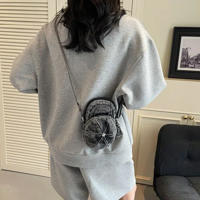 尊梵 帽子包时尚斜挎包嘻哈手机包休闲潮 牛仔布 单肩包 男女同款情侣款 多色
