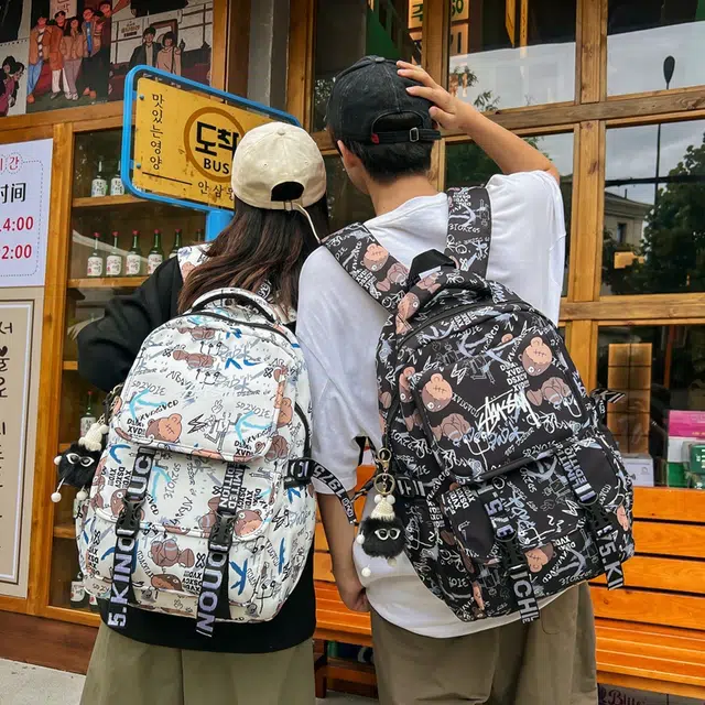 尊梵 街头潮流通勤时尚拉链时尚大学生 尼龙 双肩包 常规 男女同款情侣款 白色/黑色/灰色/桔色