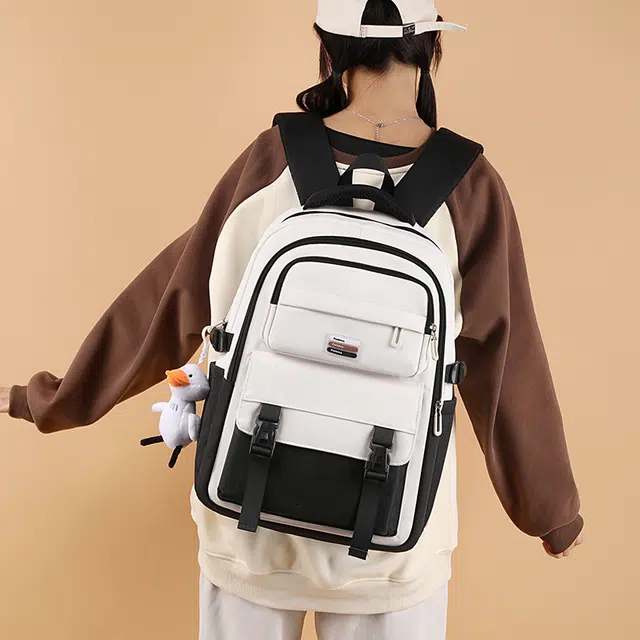 尊梵 通勤小清新拉链开合时尚学院风背包 尼龙 双肩包 女款 黑色/酒红色/卡其色/绿色