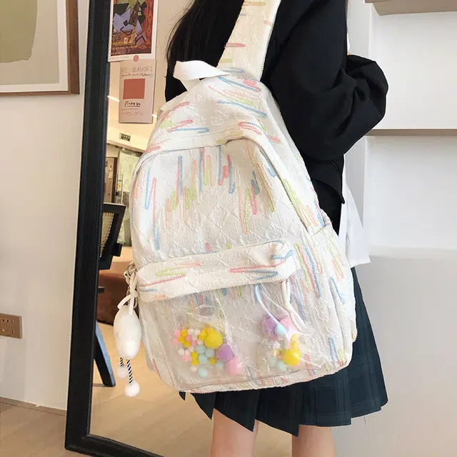 尊梵 小清新休闲简约日常上课通勤时尚百搭 尼龙 双肩包 女款 白色/黑色/粉色/黄色