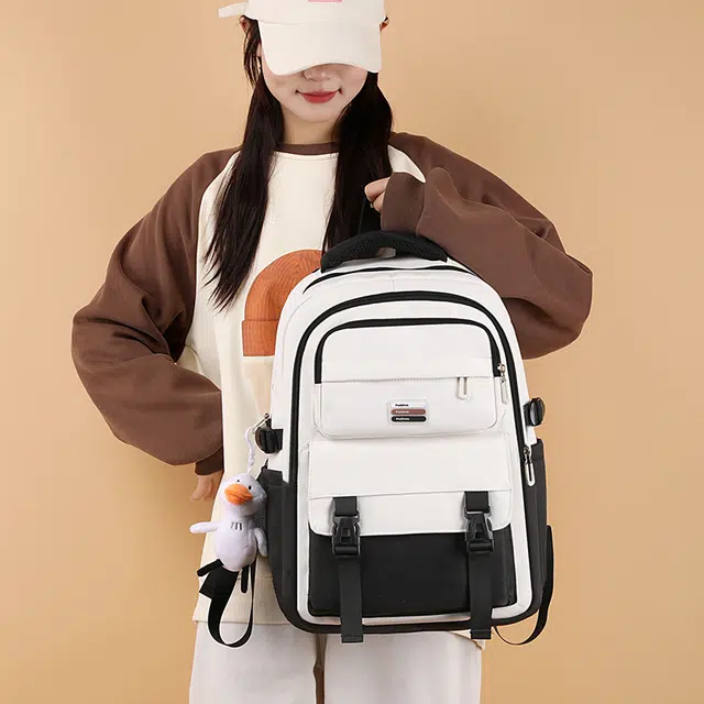 尊梵 通勤小清新拉链开合时尚学院风背包 尼龙 双肩包 女款 黑色/酒红色/卡其色/绿色