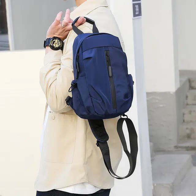 尊梵 时尚休闲 尼龙布 斜挎包胸包 常规 男款 黑色/灰色/蓝色