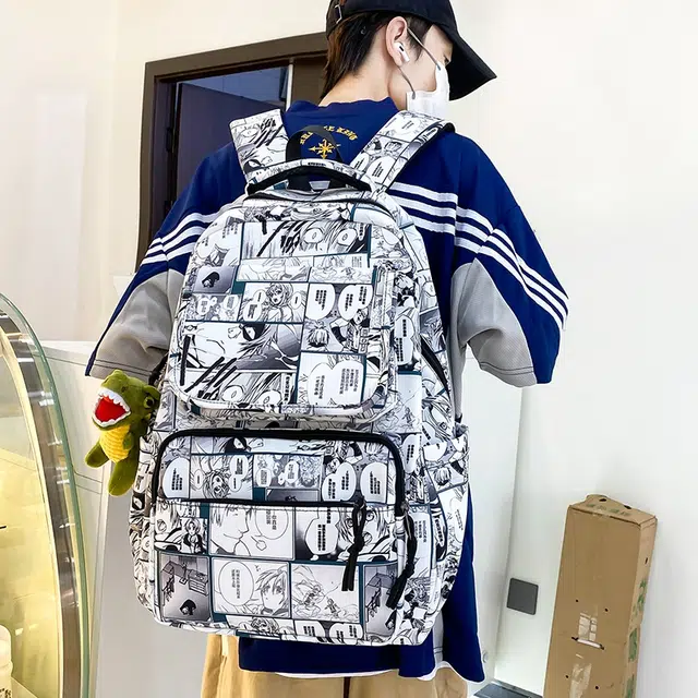 尊梵 街头潮流通勤时尚拉链背包 尼龙 双肩包 常规 男女同款情侣款 黑色/红色/黄色/绿色