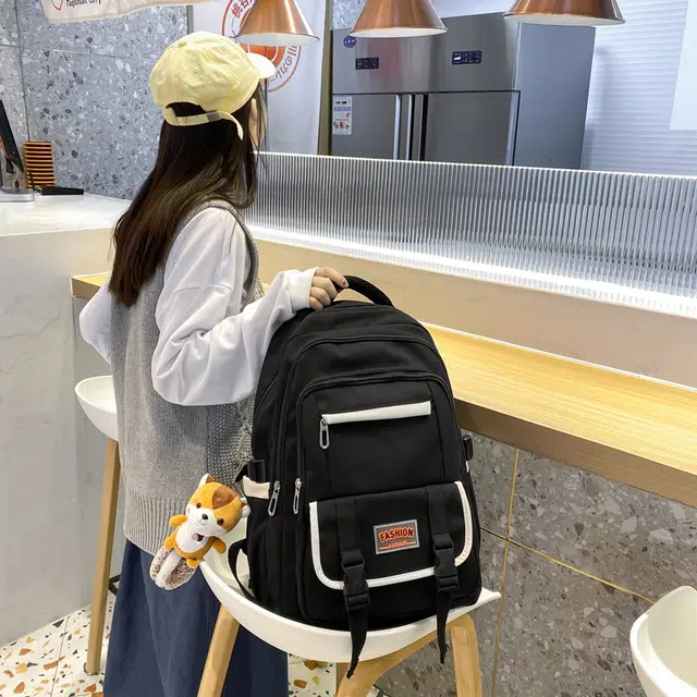 尊梵 休闲简约日常上课通勤时尚百搭 尼龙布 双肩包 女款 黑色/粉色/红色/绿色/蓝色