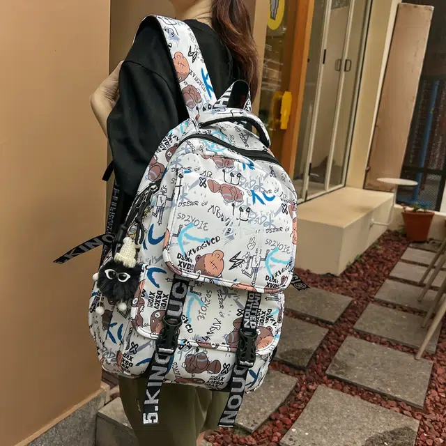 尊梵 街头潮流通勤时尚拉链时尚大学生 尼龙 双肩包 常规 男女同款情侣款 白色/黑色/灰色/桔色