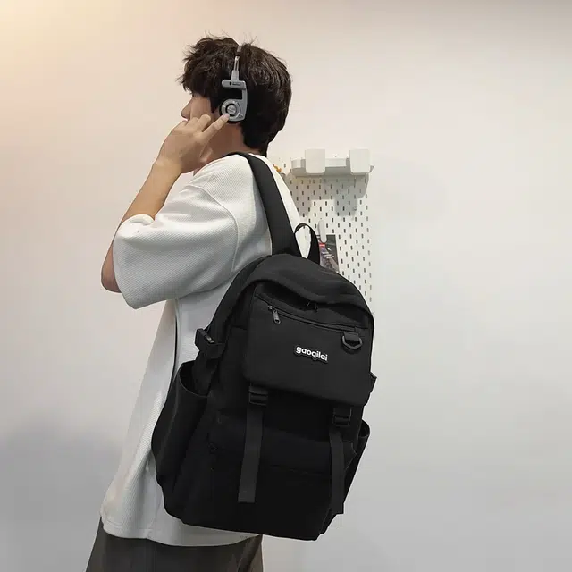 尊梵 双肩包 多功能电脑背包大容量多口袋纯色 尼龙 男女通用 黑色/粉色/浅棕色/深棕色
