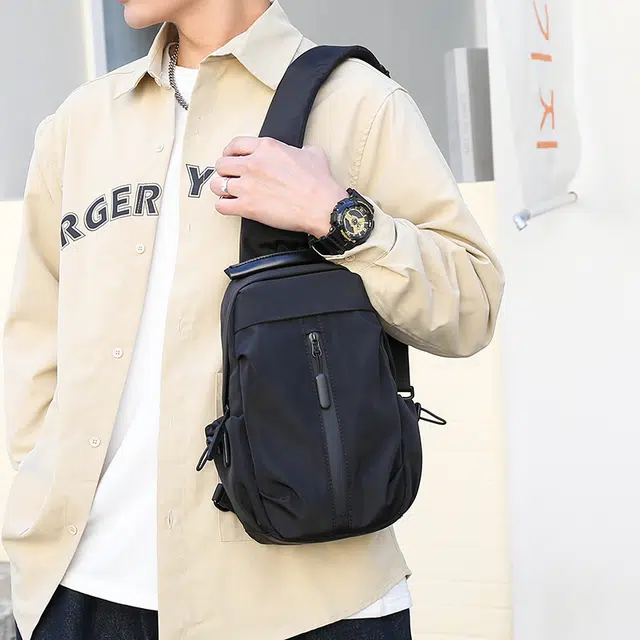 尊梵 时尚休闲 尼龙布 斜挎包胸包 常规 男款 黑色/灰色/蓝色