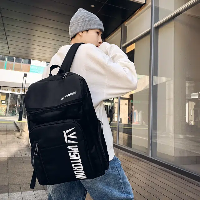 尊梵 大容量时尚潮流百搭 牛津布 双肩包 常规 男女同款情侣款 黑色/灰色