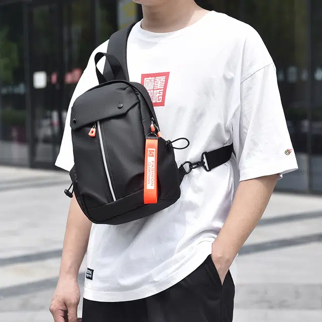 尊梵 单肩时尚多功能旅行休闲健身潮流 牛津布 胸包背包斜挎包 常规 男款 黑色/灰色