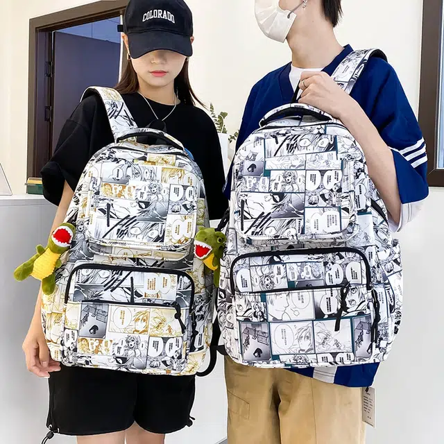 尊梵 街头潮流通勤时尚拉链背包 尼龙 双肩包 常规 男女同款情侣款 黑色/红色/黄色/绿色