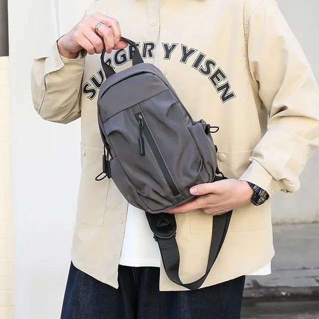 尊梵 时尚休闲 尼龙布 斜挎包胸包 常规 男款 黑色/灰色/蓝色