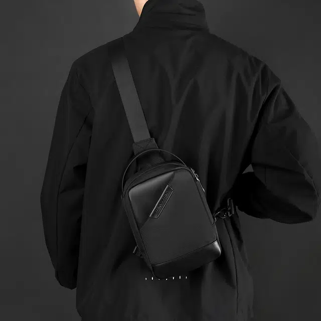尊梵 通勤轻便外出行纯色高级 尼龙布 胸包 常规 男女同款情侣款 黑色/灰色/深蓝色