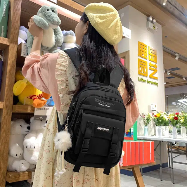 尊梵 初中高中学生大容量拉链休闲电脑包 尼龙 双肩包 女款 多色
