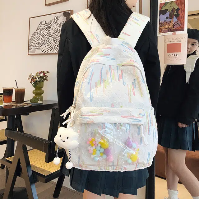 尊梵 小清新休闲简约日常上课通勤时尚百搭 尼龙 双肩包 女款 白色/黑色/粉色/黄色