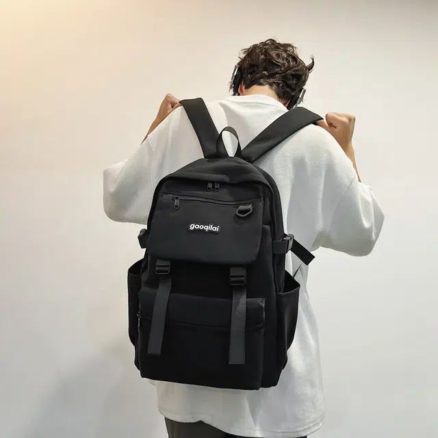 尊梵 双肩包 多功能电脑背包大容量多口袋纯色 尼龙 男女通用 黑色/粉色/浅棕色/深棕色