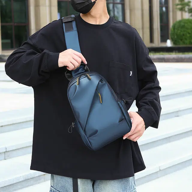 尊梵 简约潮酷耐磨休闲旅行便携通勤 尼龙布 胸包 常规 男款 黑色/灰色/蓝色