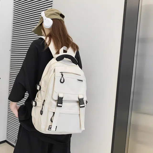 尊梵 日系工装风休闲简约时尚百搭学生通勤 尼龙 双肩包 白色/黑色/绿色/蓝色