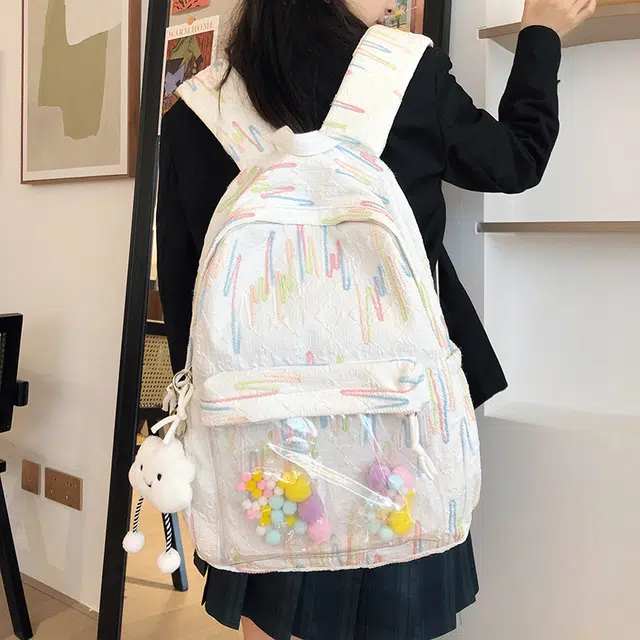 尊梵 小清新休闲简约日常上课通勤时尚百搭 尼龙 双肩包 女款 白色/黑色/粉色/黄色