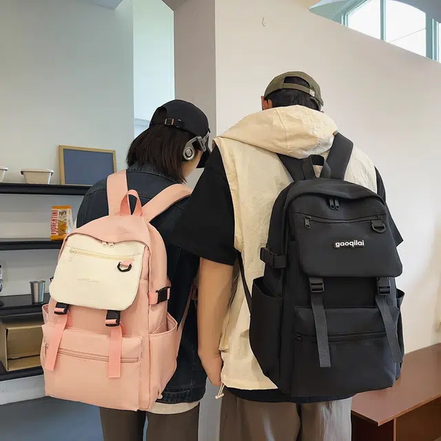 尊梵 双肩包 多功能电脑背包大容量多口袋纯色 尼龙 男女通用 黑色/粉色/浅棕色/深棕色