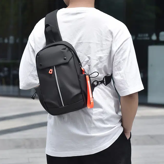 尊梵 单肩时尚多功能旅行休闲健身潮流 牛津布 胸包背包斜挎包 常规 男款 黑色/灰色