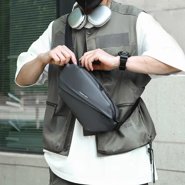 尊梵 运动休闲简约大容量单肩包 尼龙布 胸包 常规 男女同款情侣款 多色
