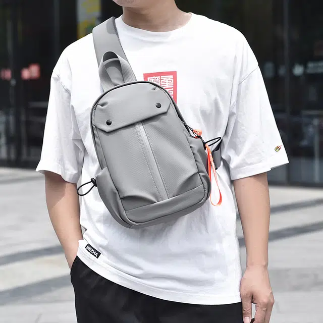 尊梵 单肩时尚多功能旅行休闲健身潮流 牛津布 胸包背包斜挎包 常规 男款 黑色/灰色