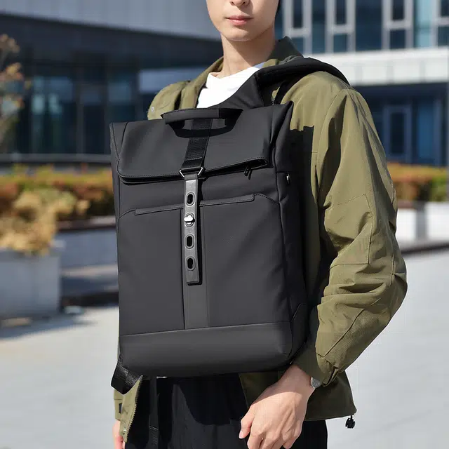 尊梵 时尚大容量简约百搭 牛津 双肩包 常规 男款 黑色/灰色