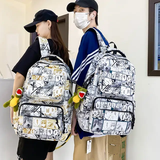 尊梵 街头潮流通勤时尚拉链背包 尼龙 双肩包 常规 男女同款情侣款 黑色/红色/黄色/绿色