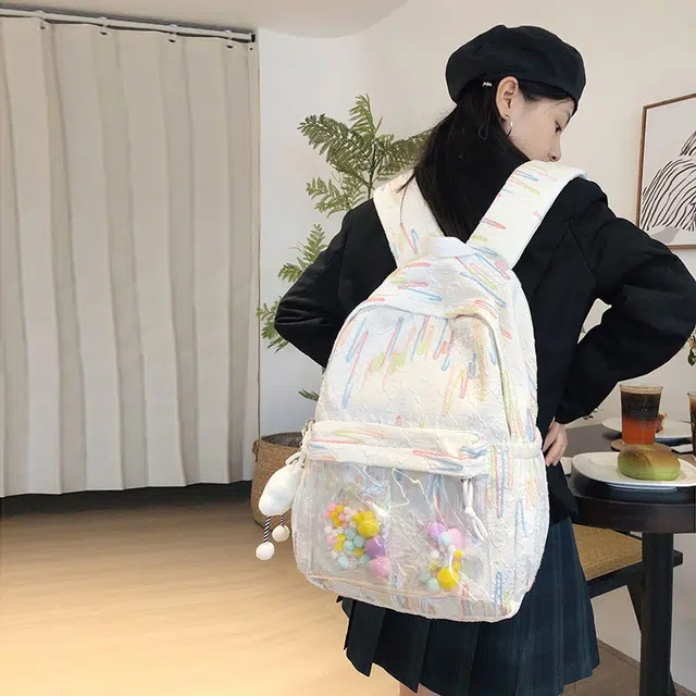 尊梵 小清新休闲简约日常上课通勤时尚百搭 尼龙 双肩包 女款 白色/黑色/粉色/黄色