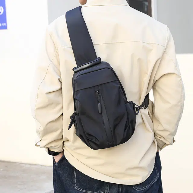 尊梵 时尚休闲 尼龙布 斜挎包胸包 常规 男款 黑色/灰色/蓝色