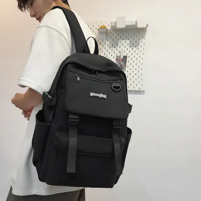 尊梵 双肩包 多功能电脑背包大容量多口袋纯色 尼龙 男女通用 黑色/粉色/浅棕色/深棕色