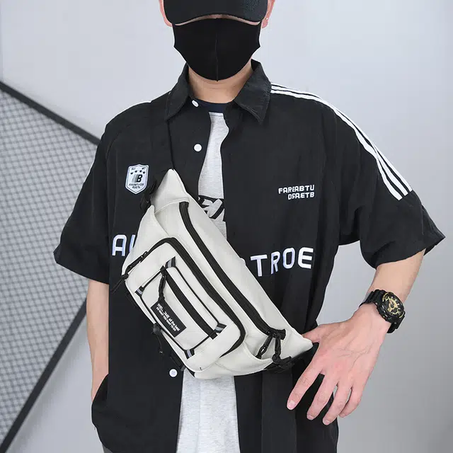 尊梵 潮牌运动款日系时尚休闲小挎包 尼龙布 胸包 常规 男女同款情侣款 多色