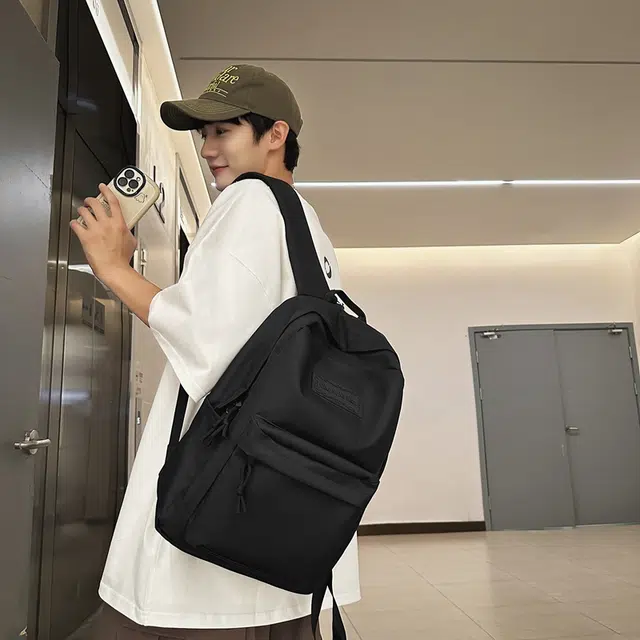 尊梵 简约百搭校园纯色大容量书包大学生高中旅行电脑背包 牛津布 双肩包 男女同款情侣款 多色