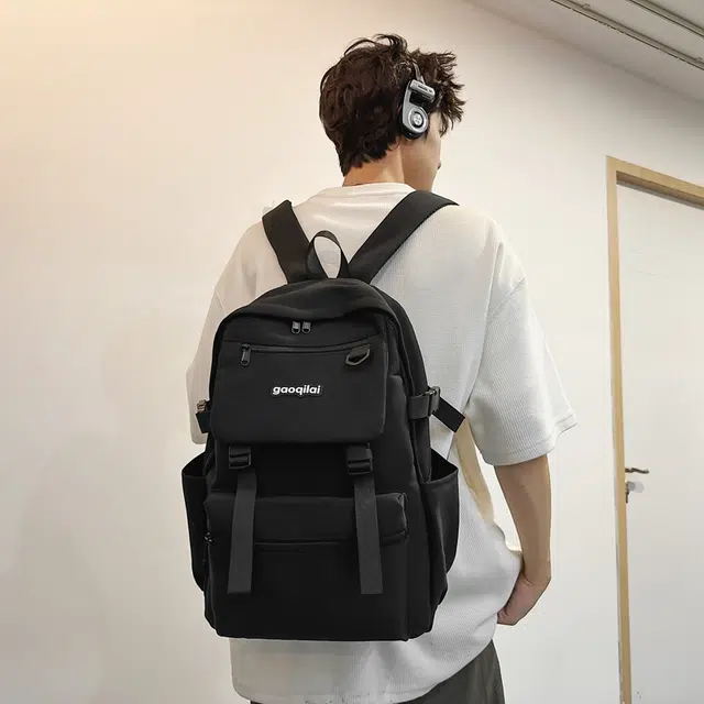 尊梵 双肩包 多功能电脑背包大容量多口袋纯色 尼龙 男女通用 黑色/粉色/浅棕色/深棕色