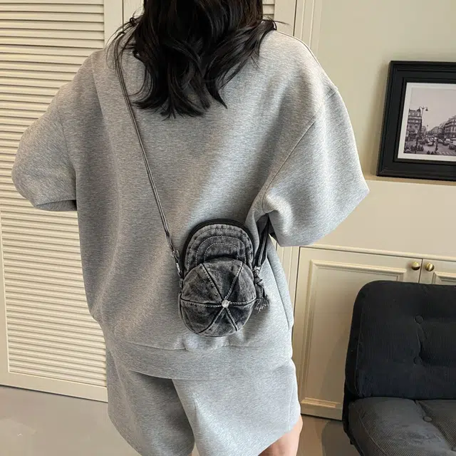 尊梵 帽子包时尚斜挎包嘻哈手机包休闲潮 牛仔布 单肩包 男女同款情侣款 多色