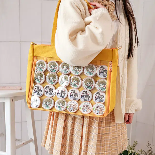 尊梵 日系休闲透明设计 帆布 单肩包 女款 黑色/白色/粉色/黄色/紫色/红色/藏蓝色/浅蓝色