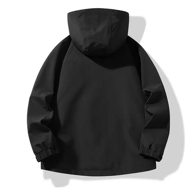 棉致 山系户外机能风宽松百搭工装防风拉链简约字母印花设计下摆松紧绳内置口袋连帽夹克外套 男女同款