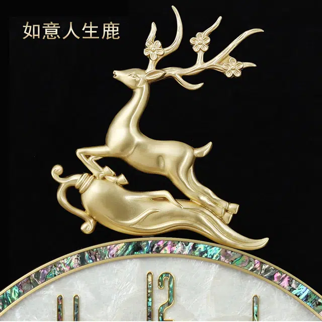 凯琴 新中式 石英机芯 合金 挂钟 男女同款 贝母色