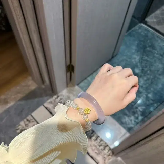 梨云暮雪 白月光贵妃美人镯 气质新中式素圈 琉璃 手镯 女款